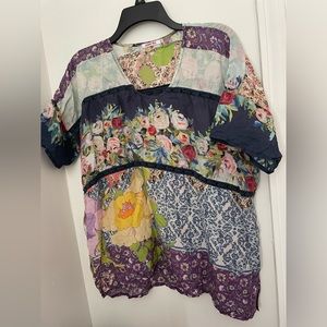 Johnny Was 100% silk floral top